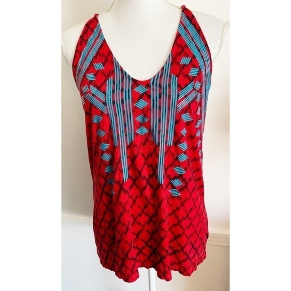 Silence and Noise • Blue Red Tribal Print Tank Top